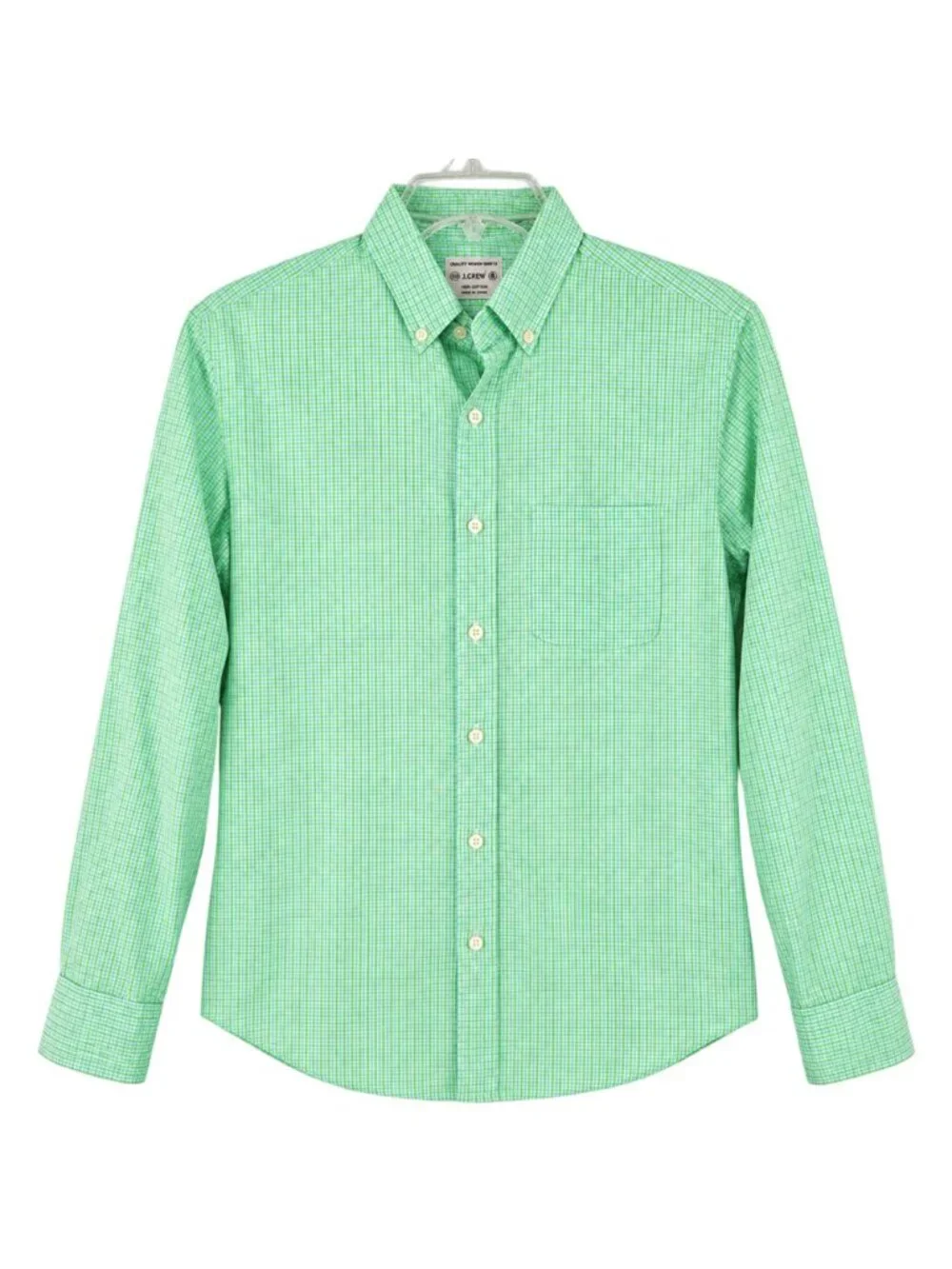 J.Crew Mens S Green Plaid 100% Cotton Slim Fit Button Up Shirt Long Sleeve